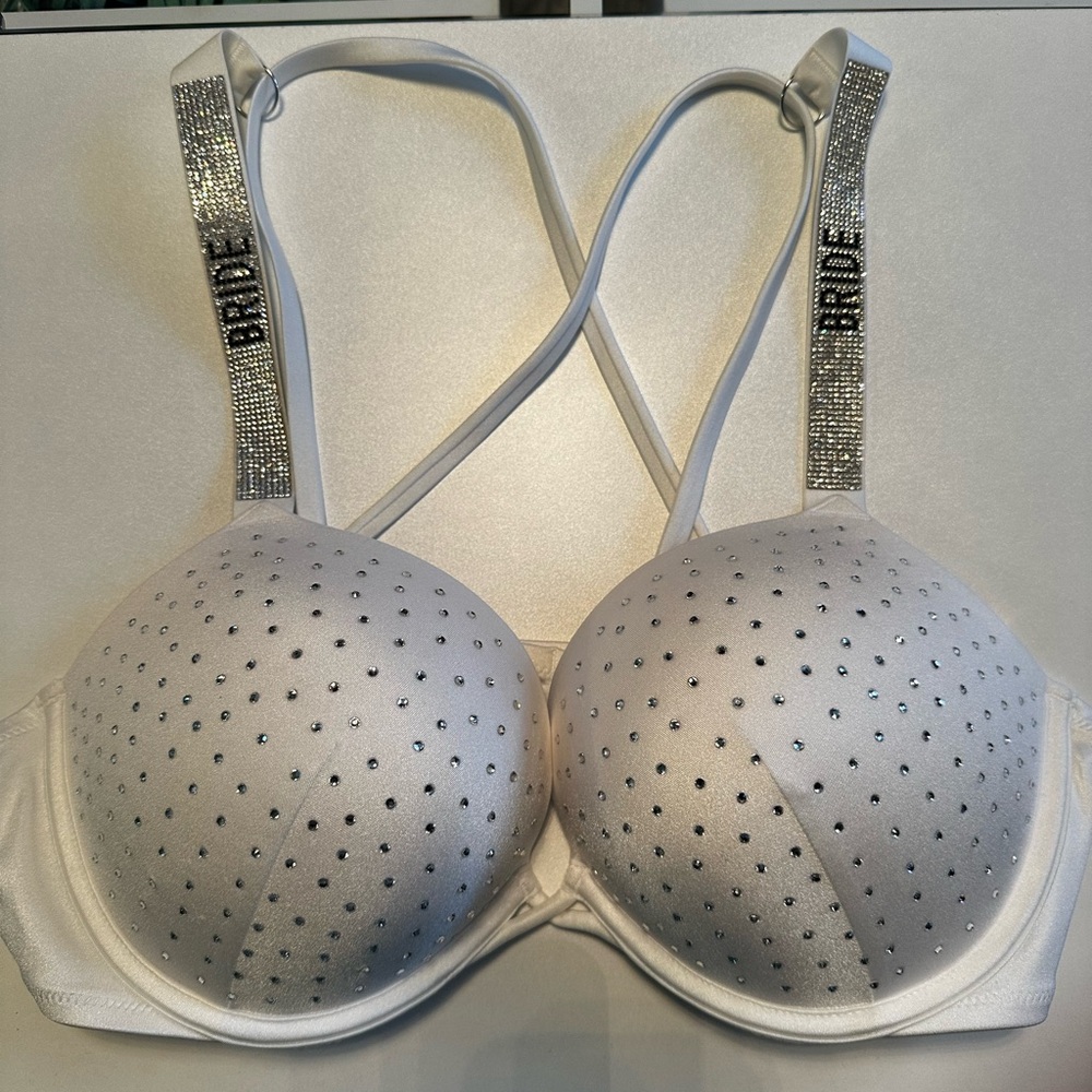 Embellished White bombshell Bridal swim top